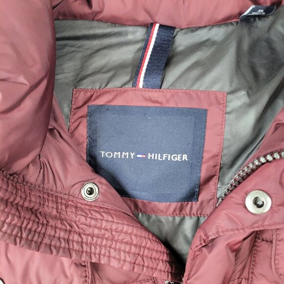 Tommy Hifiger Womens Zip Up Hooded Puffer Jacket Coat Size XL Womens Burgundy - Picture 7 of 8